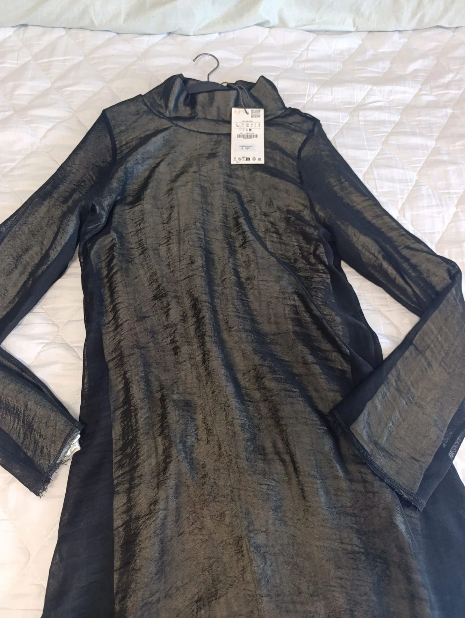 Vestido Zara largo combinado duplo tecido tamanho L – photo 13